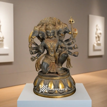 Brassaura™ Brass Vintage Panchmukhi Hanuman Statue Height 13.5 Inches & Weight 9 Kgs