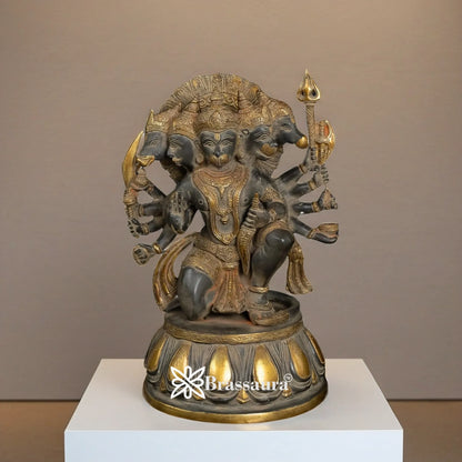 Brassaura™ Brass Vintage Panchmukhi Hanuman Statue Height 13.5 Inches & Weight 9 Kgs
