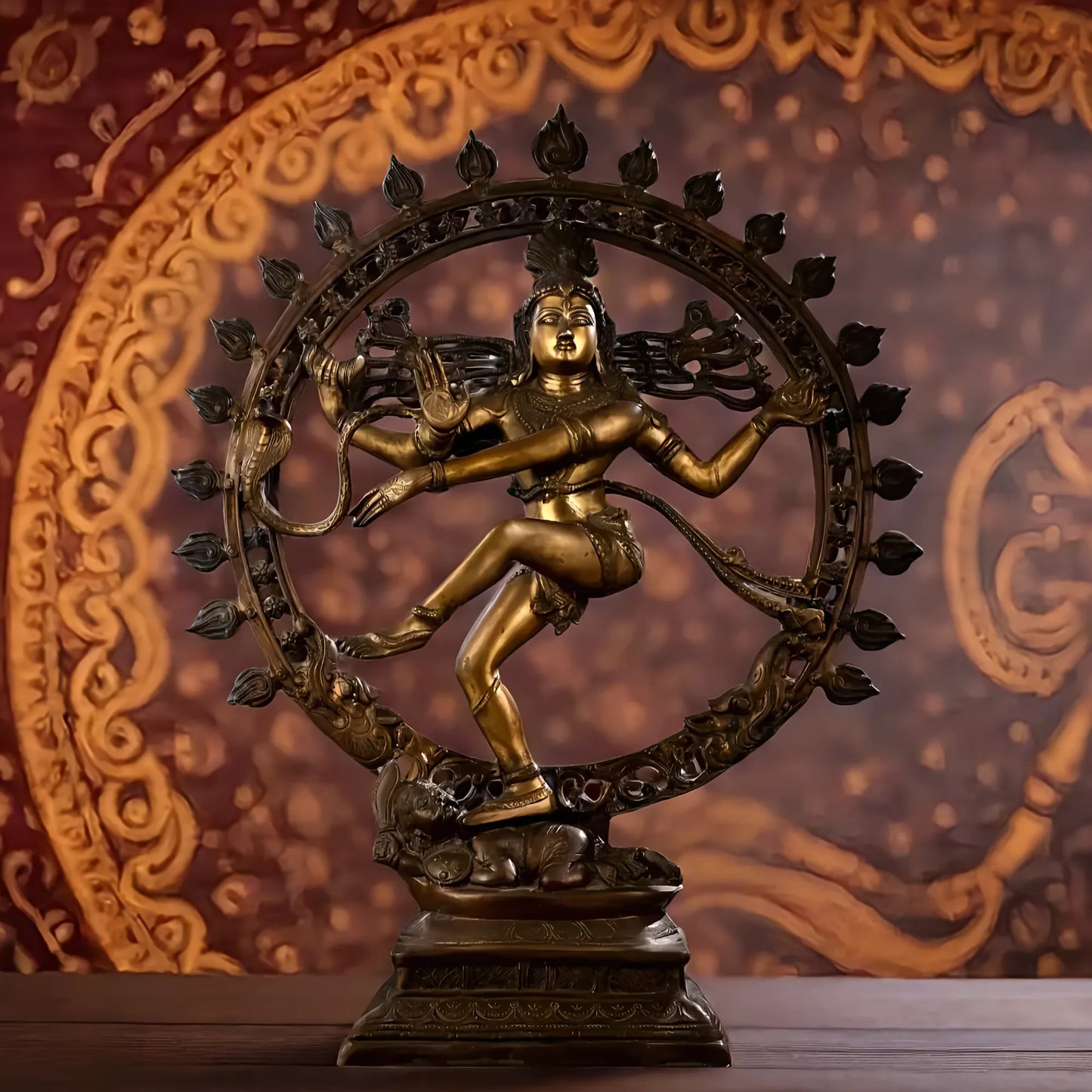 Brassaura™ Pure Brass Nataraja Statue in Chola Antique Tone | Height 33 Inches & Weight 23 Kgs | Temple & Home Décor