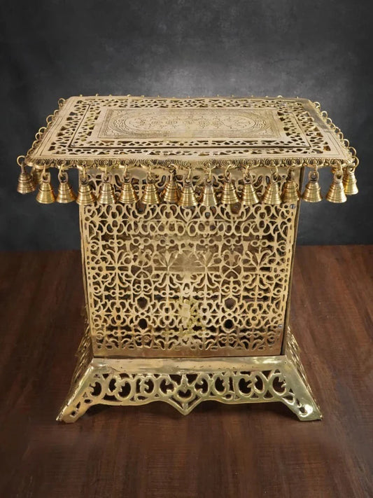 Brassaura® Brass Rectangular Chowki | Height 20 Inches