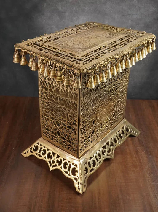 Brassaura® Brass Rectangular Chowki | Height 20 Inches