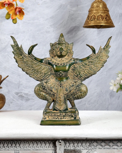 Brassaura® Brass Garuda Statue | Height 12.3 Inches
