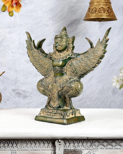 Brassaura® Brass Garuda Statue | Height 12.3 Inches