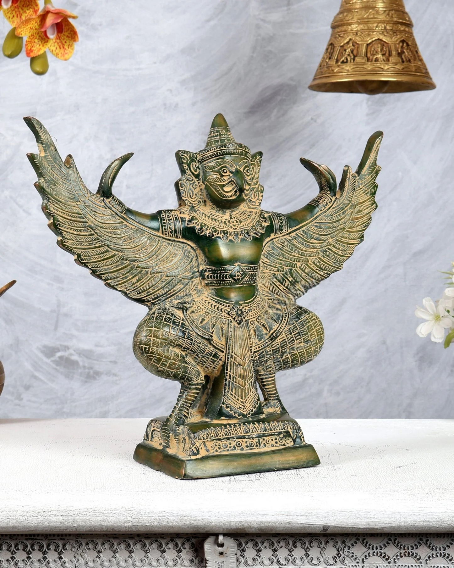 Brassaura® Brass Garuda Statue | Height 12.3 Inches