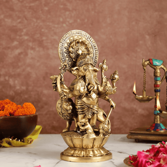 Brassaura™ Ashirwaad Kanadrishti Vinayaka Ganesha Brass Idol | Height 12 Inches | Weight 3.8Kgs