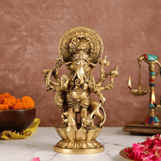 ब्रसौरा® आशीर्वाद कनादृष्टि विनायका गणेश पीतल की मूर्ति | ऊंचाई 12 इंच