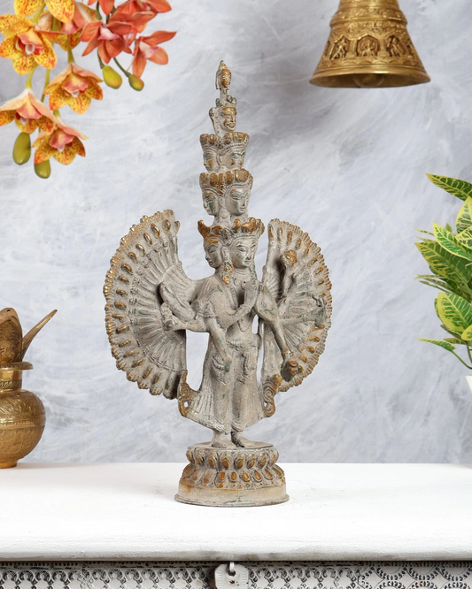 Brassaura® Brass Avalokiteshvara Sculpture | Height 14 Inches
