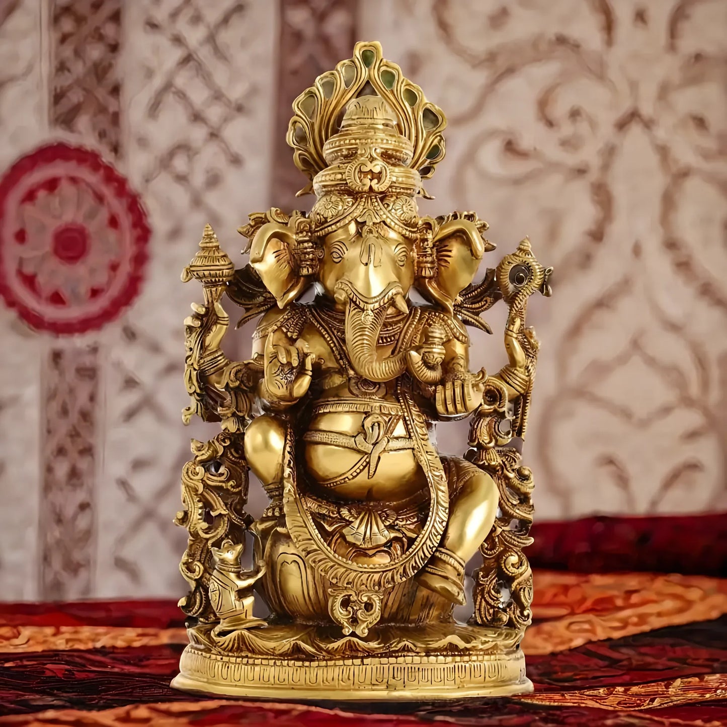 Brassaura™ Pure Superfine Brass Lord Ganesha Statue | Handcrafted | Height 14 Inches & Weight 7.5 Kgs