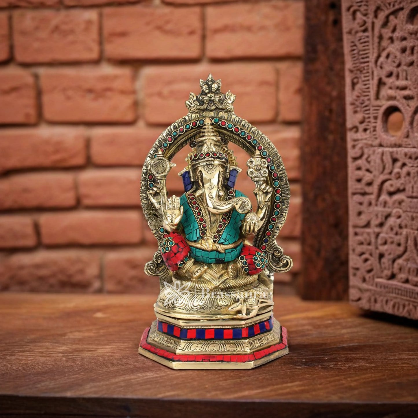 Brass Ganesha Statue For Home Decor And Gift Item Weight 4.2 Kg And Height 11.5 Inch