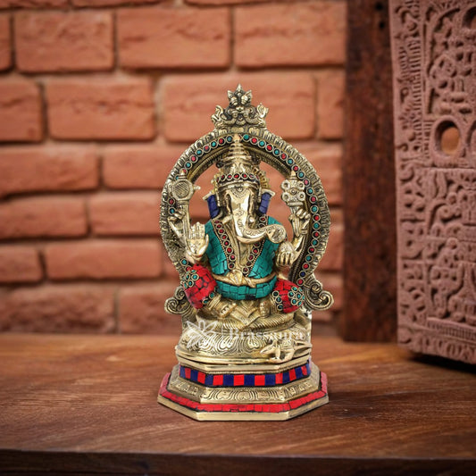 Brass Ganesha Statue For Home Decor And Gift Item Weight 4.2 Kg And Height 11.5 Inch