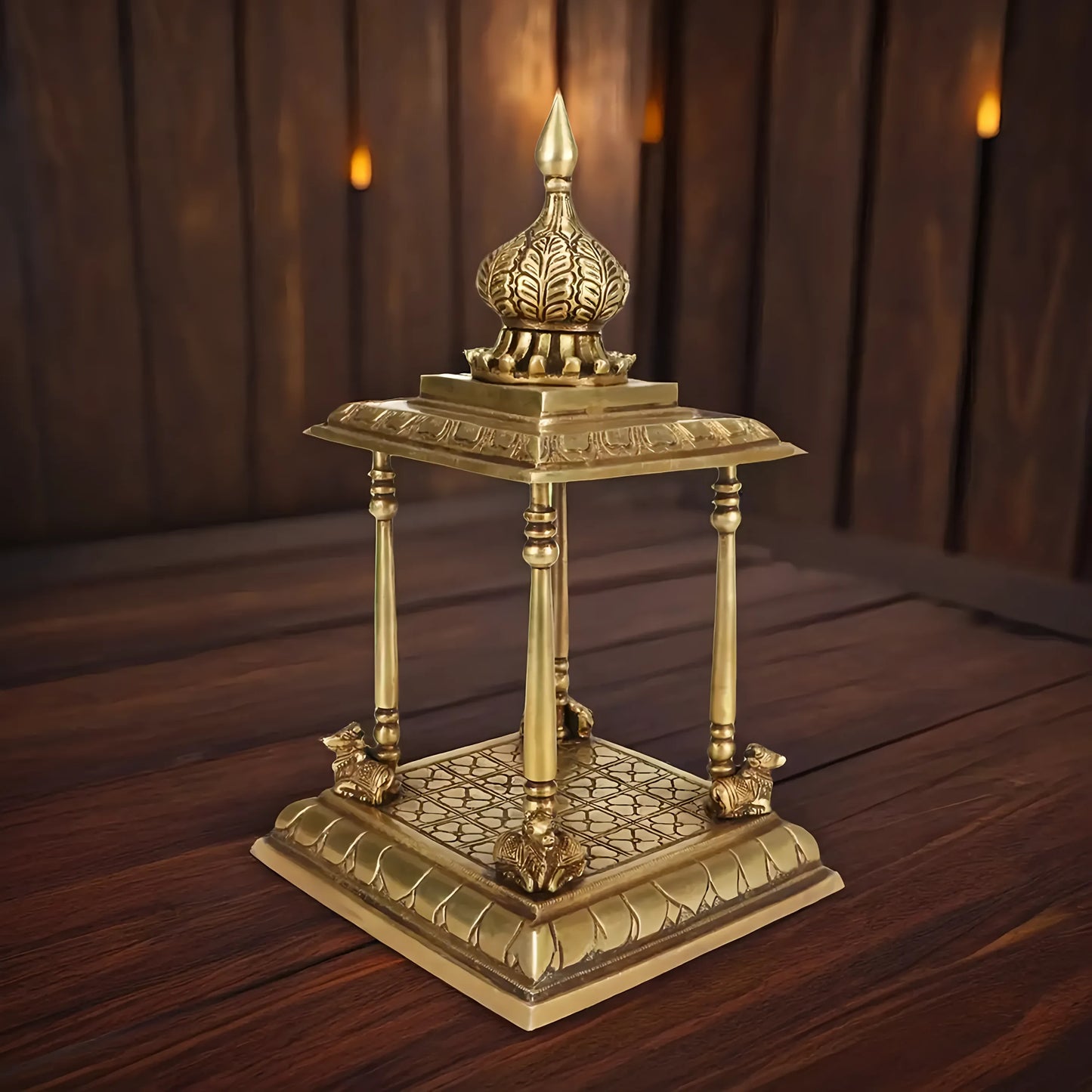 Brassaura™ Brass Temple Statue – Height 14.4 Inches & Weight 4.3 Kgs | Meditation & Worship Space Accent