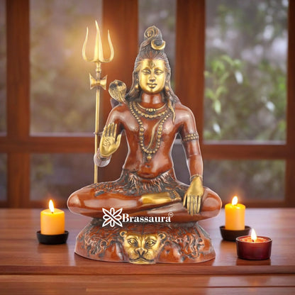 Brassaura™ Elegant Brass Shiva Idol – Height 24 Inches & Weight 17 Kgs | Hindu Devotional Idol