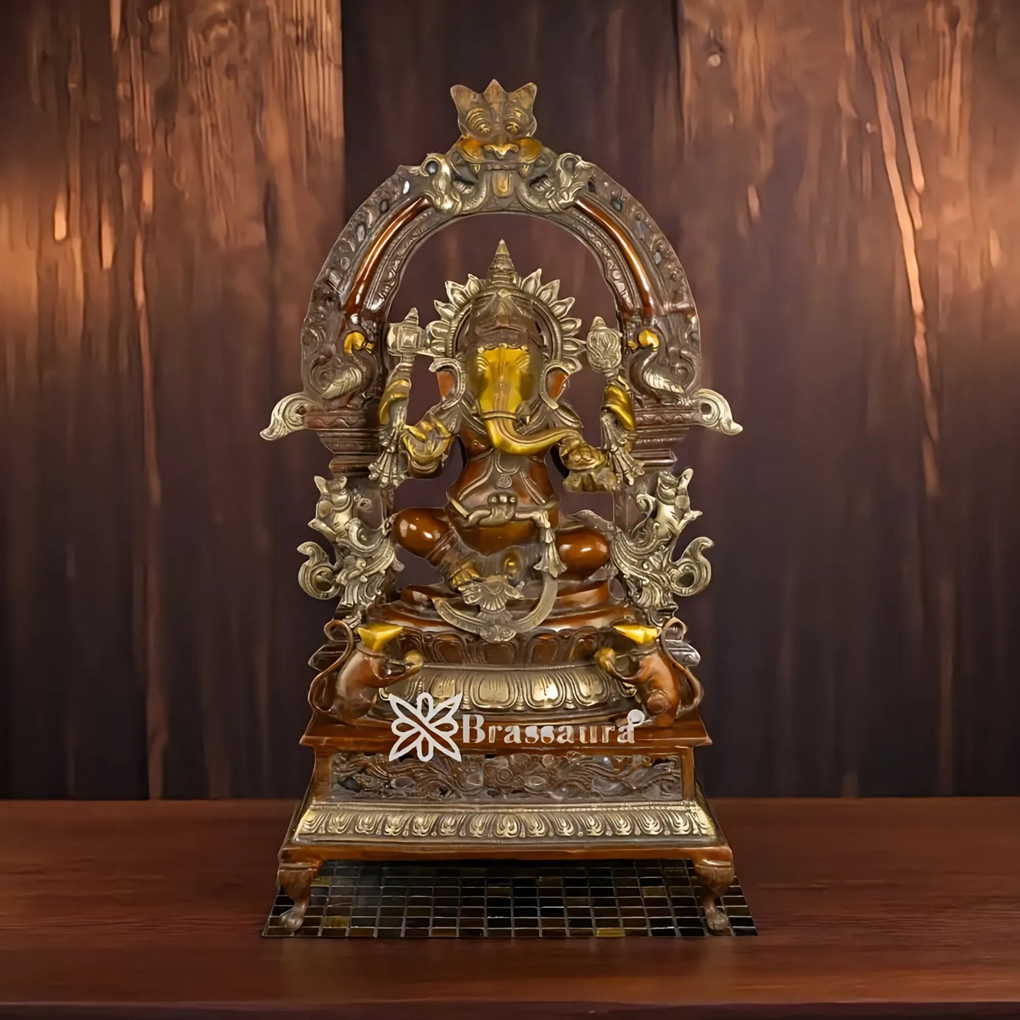 Brassaura™ Brass Ganesha Idol | Height 27.5 Inches & Weight 25 Kgs