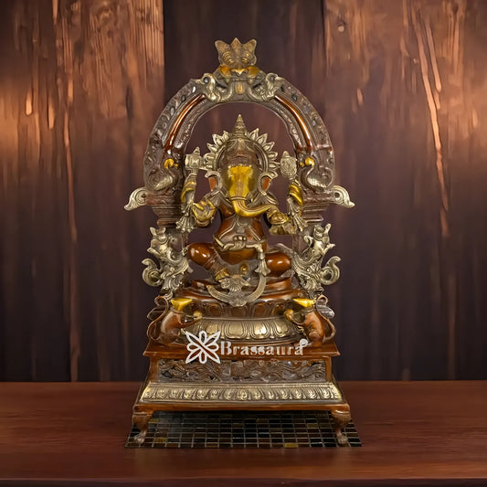 Brassaura™ Brass Ganesha Idol | Height 27.5 Inches & Weight 25 Kgs