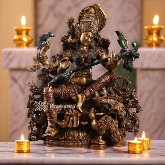 Brass Saraswati Idol for Home and Decor Height 16 Inches & Weight 18 Kgs