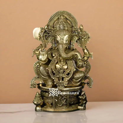 Brassaura™ Brass Ganesha Idol | Height 22.5 Inches & Weight 30 Kgs