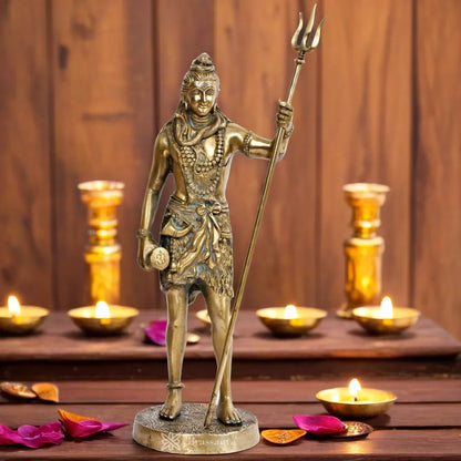 Brassaura™ Traditional Brass Shiva Murti – Height 17.2 Inches & Weight 6 Kgs | Classic Idol