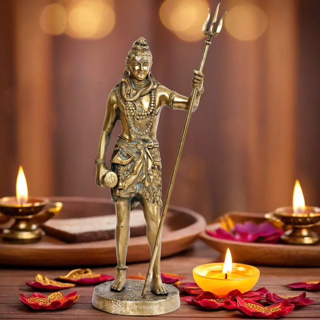 Brassaura™ Traditional Brass Shiva Murti – Height 17.2 Inches & Weight 6 Kgs | Classic Idol
