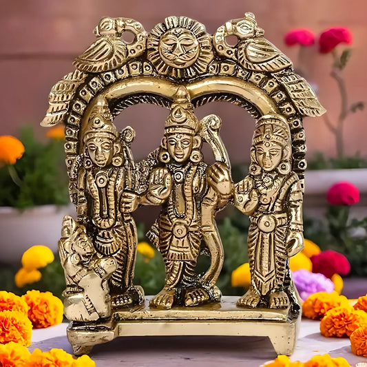 Brassaura™ Brass Ram Darbar Idol – Height 5 Inches & Weight 0.27 Kgs | Eternal Symbol of Dharma & Devotion