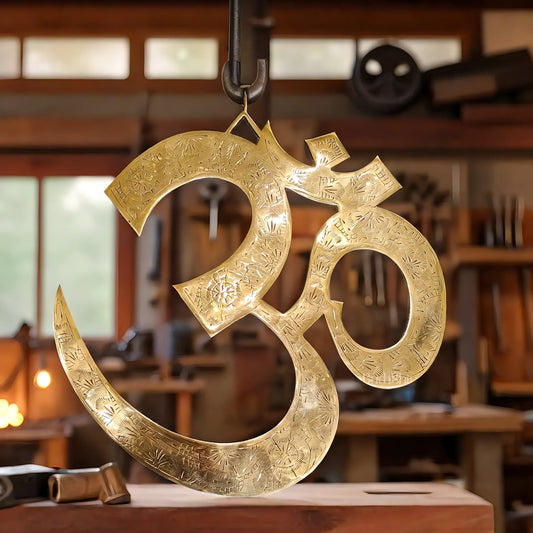 Brassaura™ Superfine Brass Om Wall Hanging – Height & Width 12 Inches & Weight 1 Kgs