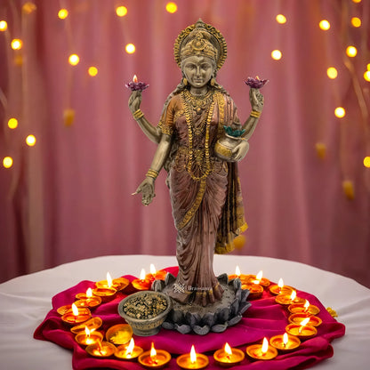 Brassaura™ Artistic Resin Laxmi Idol – Height 9.8 Inches & Weight 0.675 Kgs | Home & Puja Décor