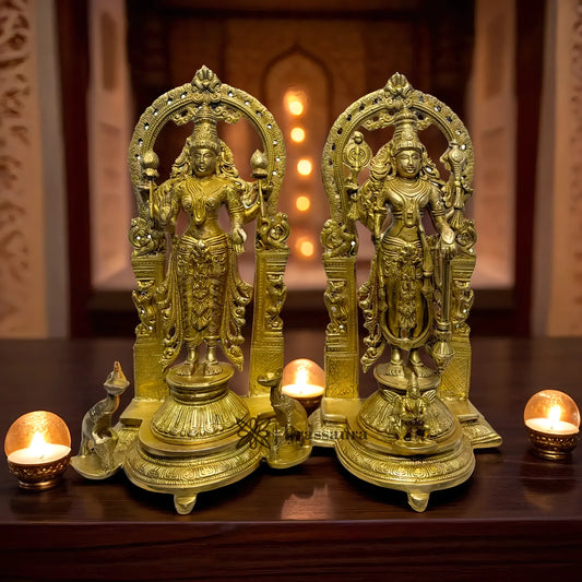 Brassaura™ Brass Vishnu Laxmi – Height 7.2 Inches & Weight 12 Kgs | Elegant Symbol of Harmony & Abundance