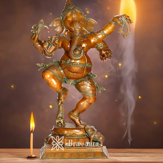 Brassaura™ Brass Ganesha Statue – “Symbol of Auspiciousness” | Height 39 Inches & Weight 51 Kgs