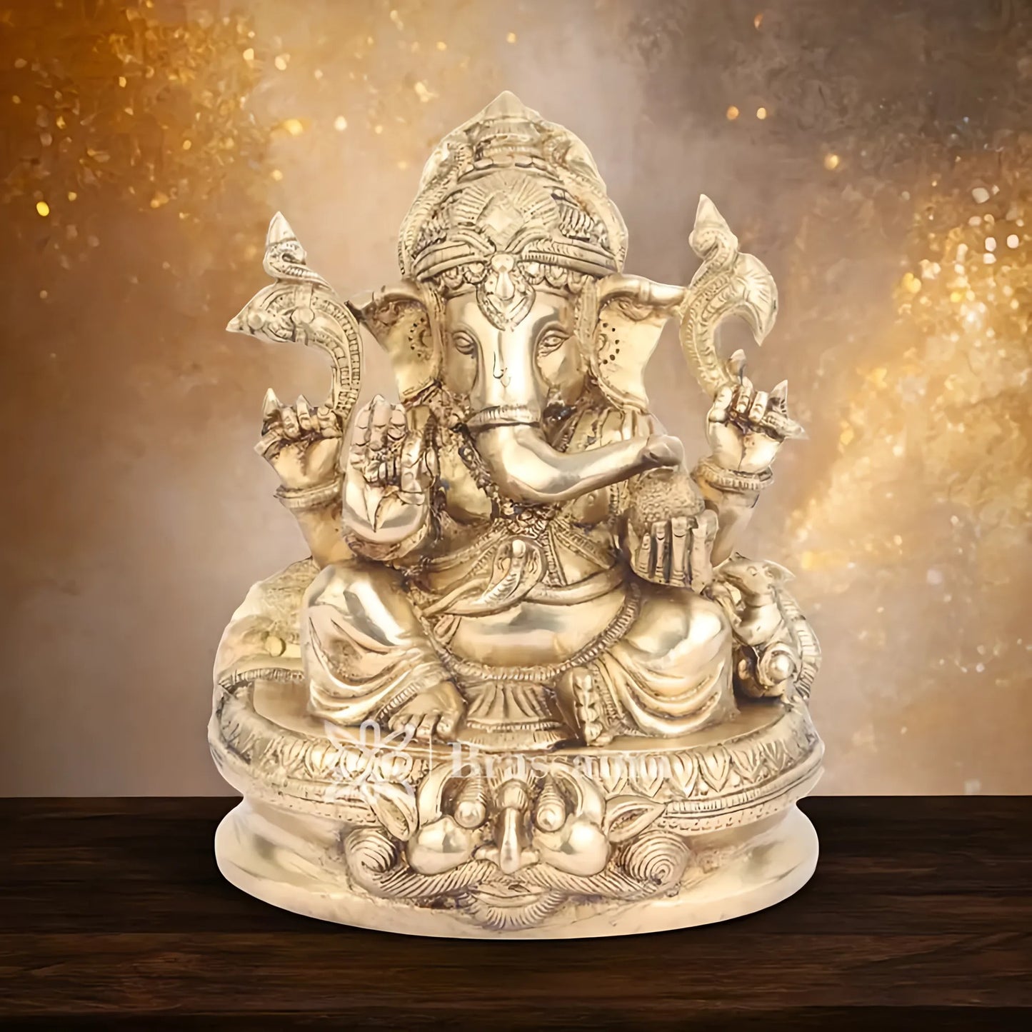 Brassaura™ Brass Ganesha Statue – “Pathfinder of Success” | Height 8 Inches & Weight 3.8 Kgs