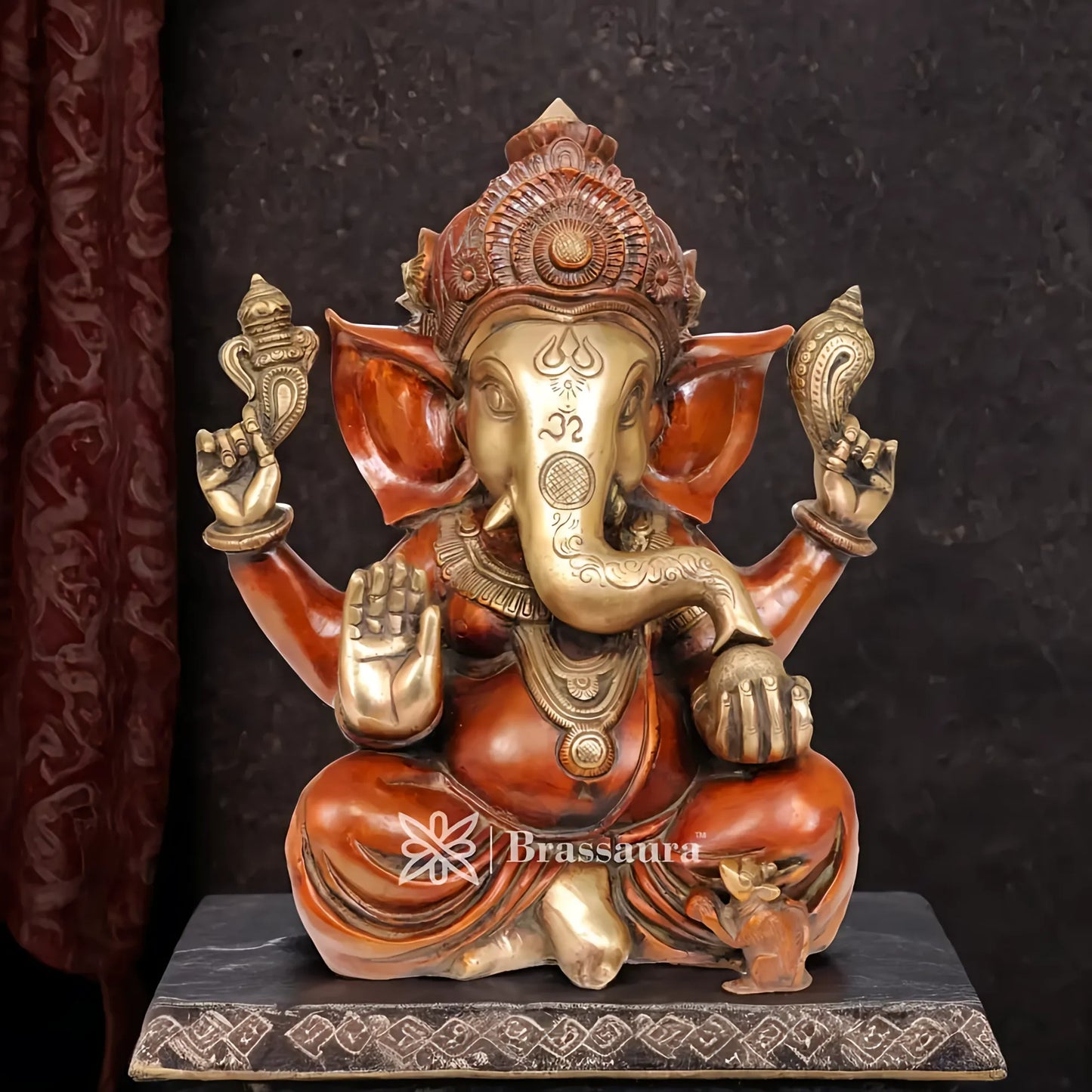 Brassaura™ Brass Ganesha Statue – “Lord of Beginnings” | Height 12 Inches & Weight 8 Kgs