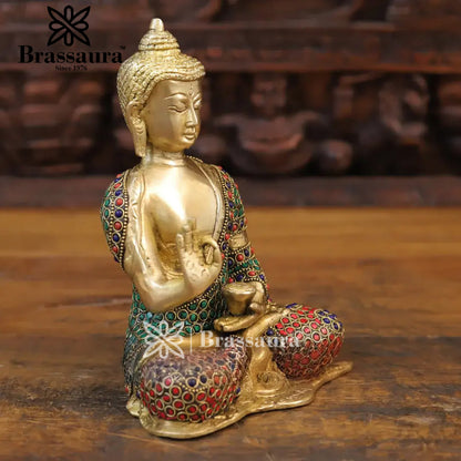 Brass Buddha For Home And Décor Weight 2.28 kg Height 8.5 Inch