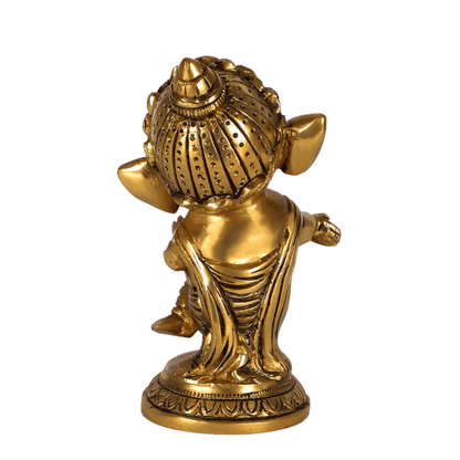 Brassaura® Baby Dholak Ganesha Brass Idol for Office Desk & Home Temple | Height 5 Inches