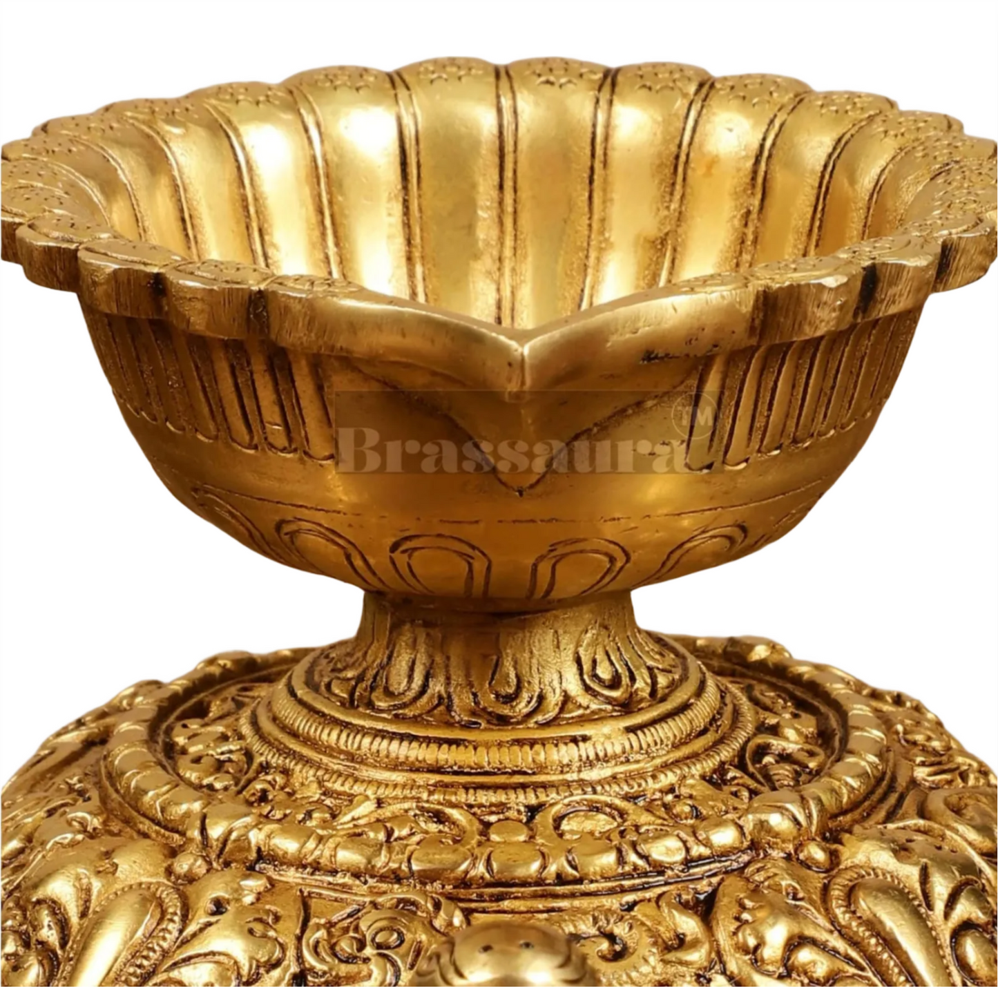 Brassaura™ Brass Tortoise Shaped Diya Lamps Pair with Matte Gold Finish – Height 4 Inches | Traditional Oil Lamp, 3.6  Kgs