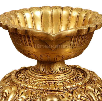 Brassaura™ Brass Tortoise Shaped Diya Lamps Pair with Matte Gold Finish – Height 4 Inches | Traditional Oil Lamp, 3.6  Kgs