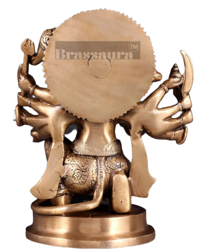 Brassaura™ Brass Superfine Panchmukhi Hanuman Idol – Height 11 Inches & Weight 6.6 Kgs | Antique Tone Handcrafted Idol