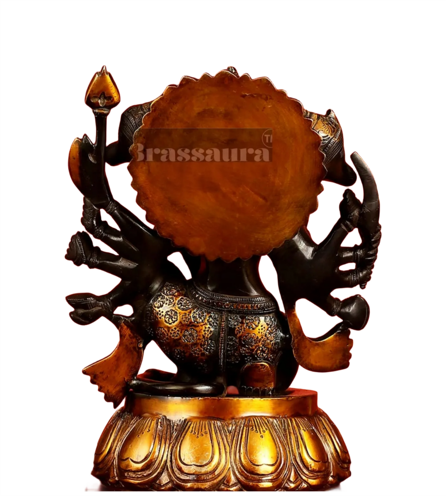 Brassaura™ Pure Brass Panchmukhi Hanuman Idol – Height 13.5 Inches & Weight 9 Kgs | Heat-Treated Black & Gold Finish