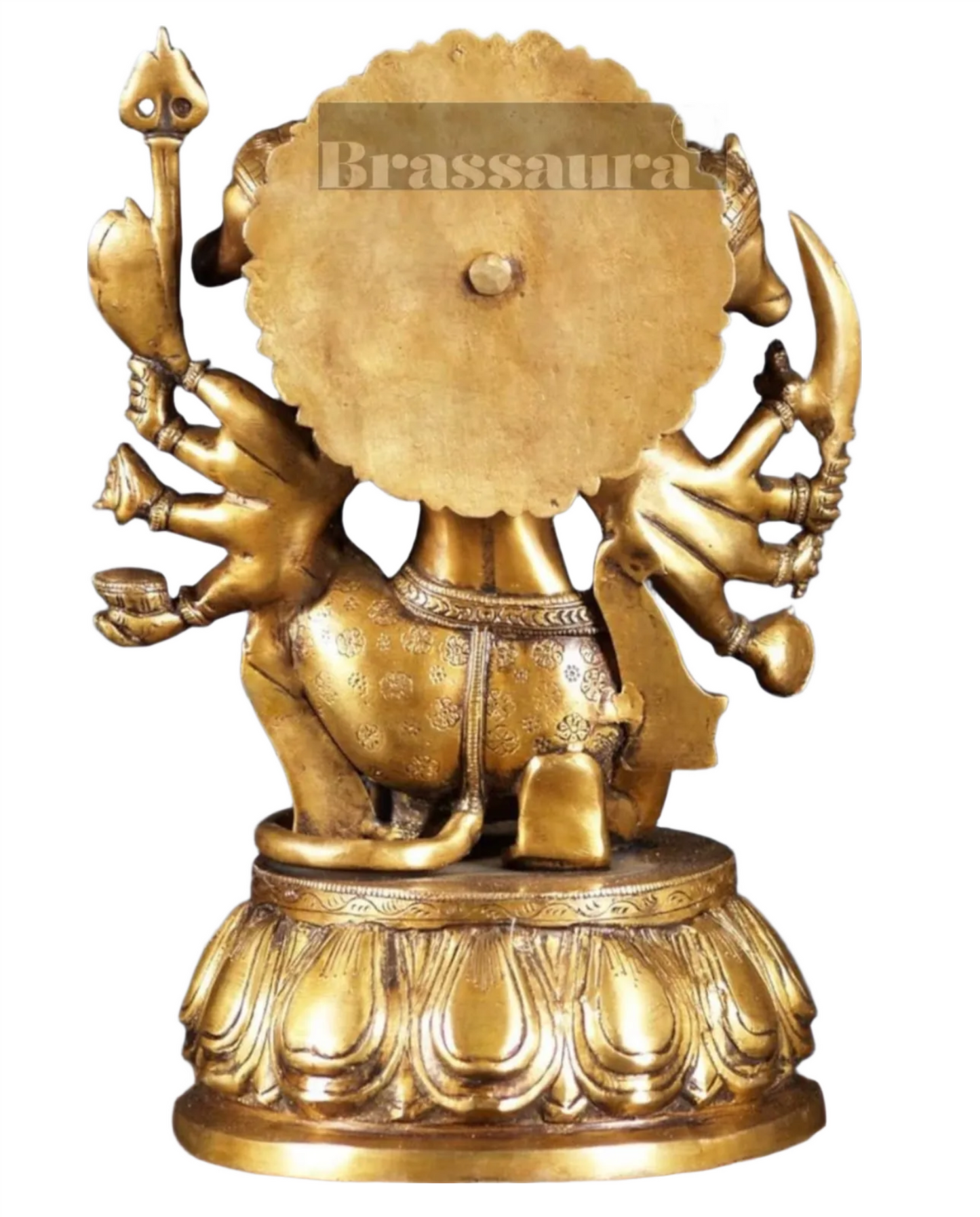 Brassaura™ Handcrafted Superfine Brass Panchmukhi Hanuman Idol – Height 13.5 Inches & Weight 9 Kgs | Heat-Treated Golden Finish