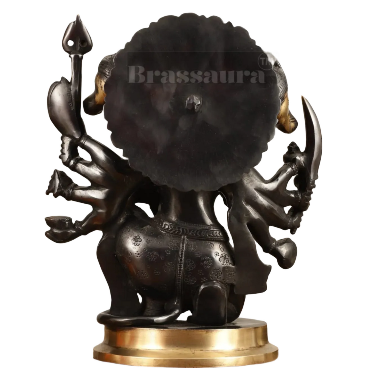 Brassaura™ Handmade Superfine Brass Panchmukhi Hanuman Idol – Height 11 Inches & Weight 6.6 Kgs | Black & Gold Heat-Treated Finish