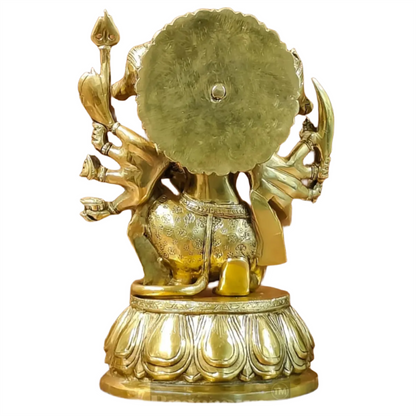 Brassaura™ Handcrafted Superfine Brass Panchmukhi Hanuman Idol – Height 13.5 Inches & Weight 9 Kgs | Heat-Treated Golden Permanent Finish