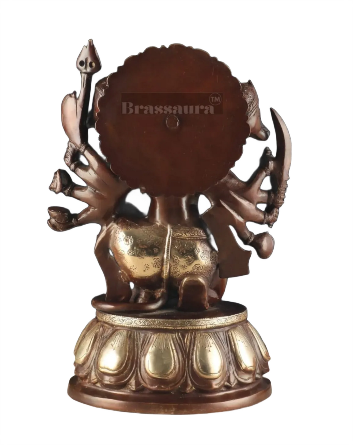 Brassaura™ Brass Panchmukhi Hanuman Idol – Height 13.5 Inches & Weight 9 Kgs | Dual Tone Chola Finish