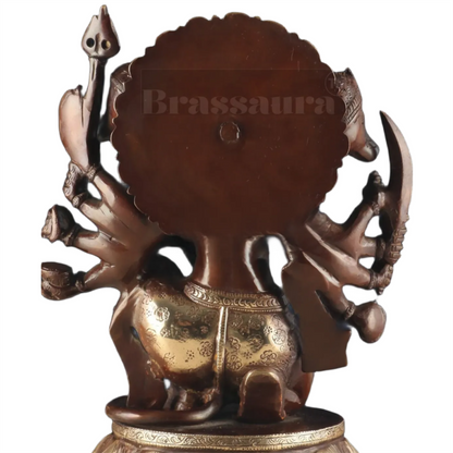 Brassaura™ Brass Panchmukhi Hanuman Idol – Height 13.5 Inches & Weight 9 Kgs | Dual Tone Chola Finish