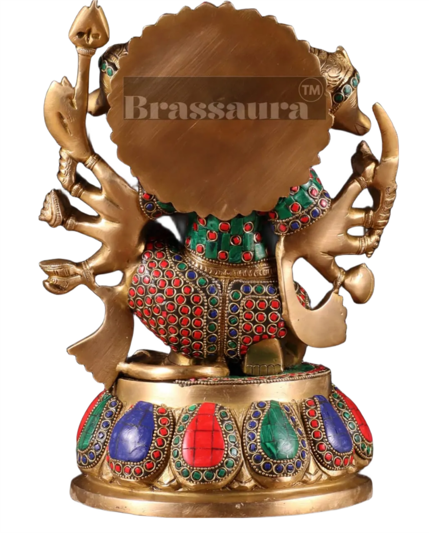 Brassaura™ Handcrafted Superfine Brass Panchmukhi Hanuman Idol – Height 13.5 Inches & Weight 9 Kgs | Meenakari Stonework