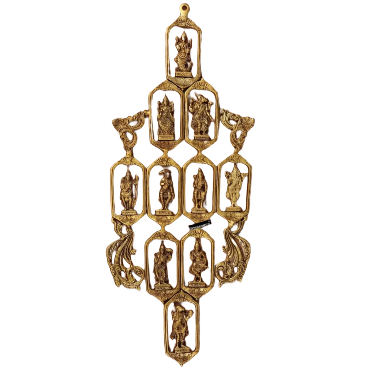 Brassaura™ Pure Brass Dashavatar Wall Hanging – Height 29.5" & Weight 3.3 Kgs | Intricately Crafted Décor