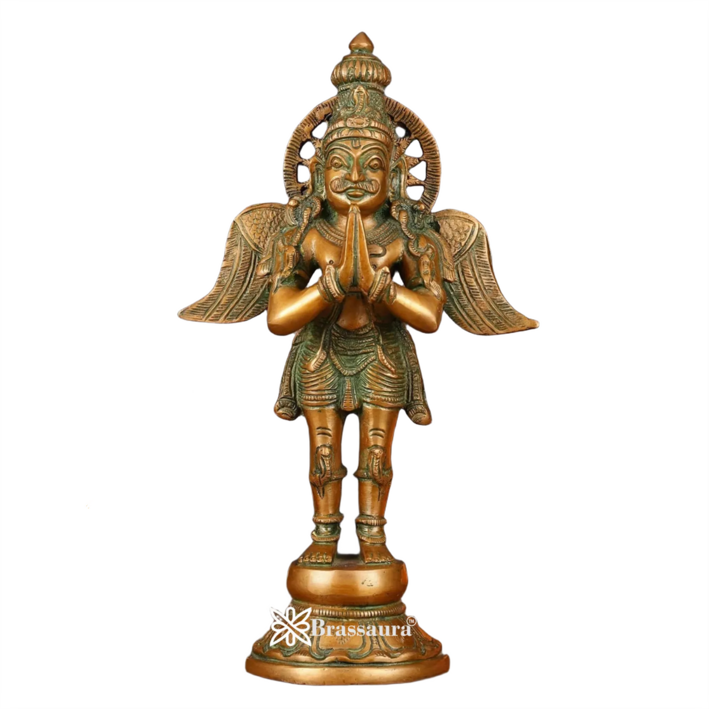 Antique Bronze Finish Brass Standing Garuda Idol – Height 12 Inches, Weight 3 Kgs