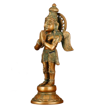 Antique Bronze Finish Brass Standing Garuda Idol – Height 12 Inches, Weight 3 Kgs