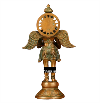 Antique Bronze Finish Brass Standing Garuda Idol – Height 12 Inches, Weight 3 Kgs