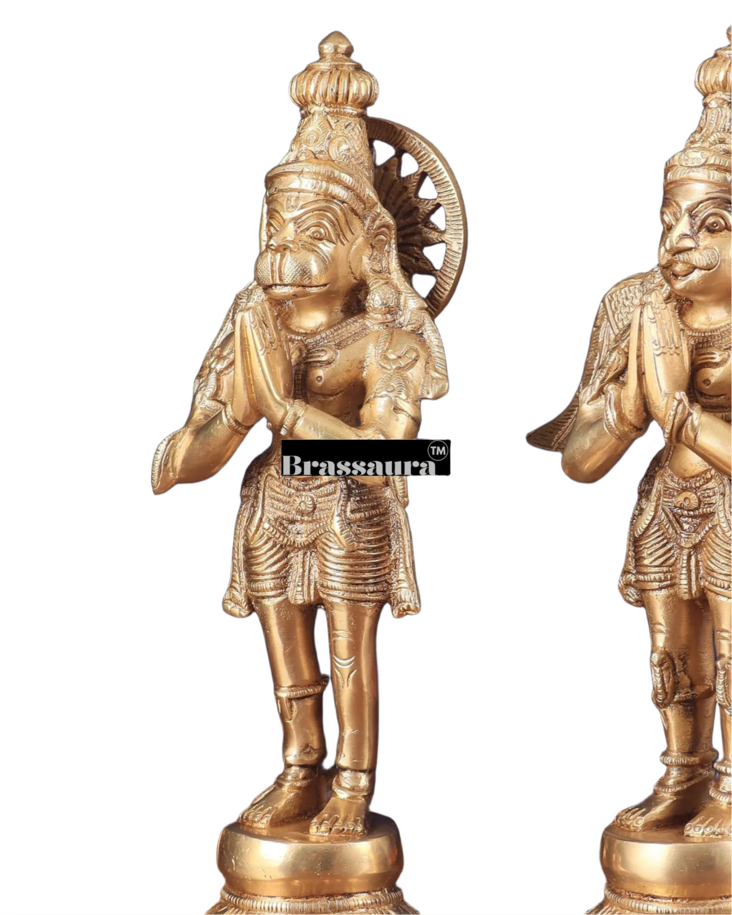 Set of 2 Brass Idols with Superfine Carvings – Height 12 Inches, Weight 3 Kgs Each (Total 6 Kgs)