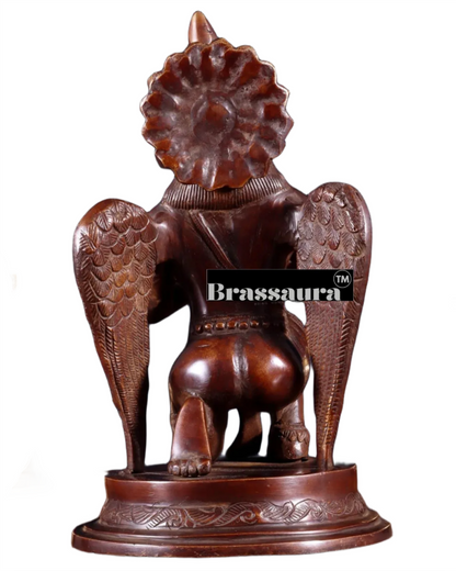 Brass Garuda Dev in Namaskar Mudra – Chola-Style Temple Art, Height 9 Inches, Weight 2.6 Kgs