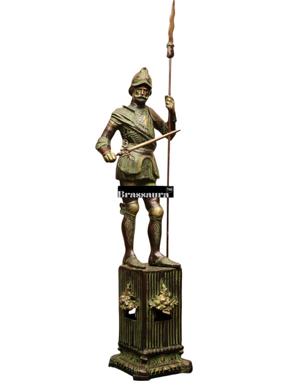 Brassaura™ Vintage-Style Brass Roman Warrior Statue – Height 49 Inches & Weight 29 Kgs