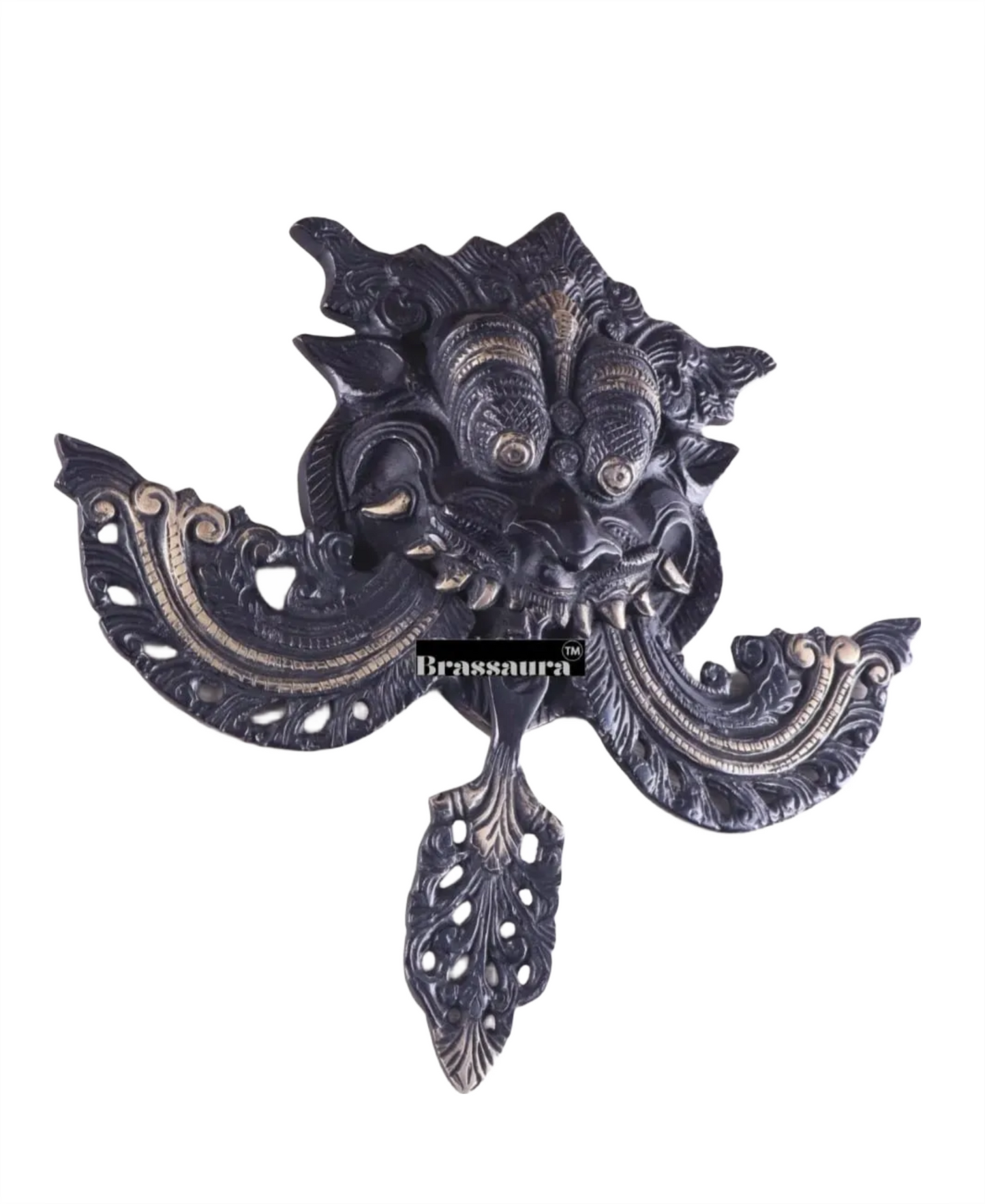 Brassaura™ Brass Kirtimukha Yali Wall Hanging – Height 11 Inches & Weight 1.6 Kgs