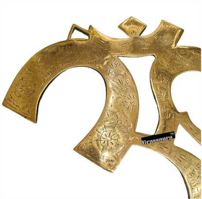 Brassaura™ Superfine Brass Om Wall Hanging – Height & Width 12 Inches & Weight 1 Kgs